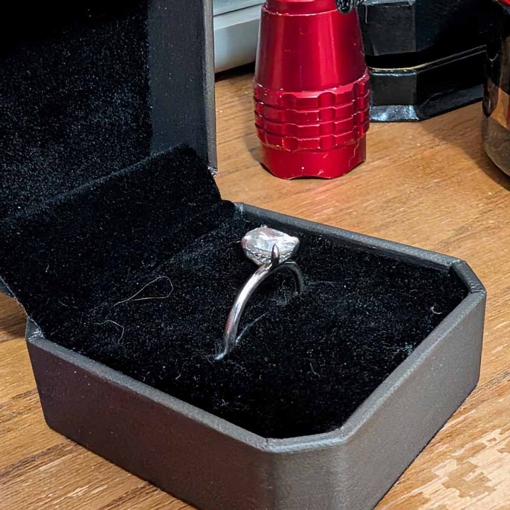 Fiery 1 CT Halo Moissanite Silver Women's Ring